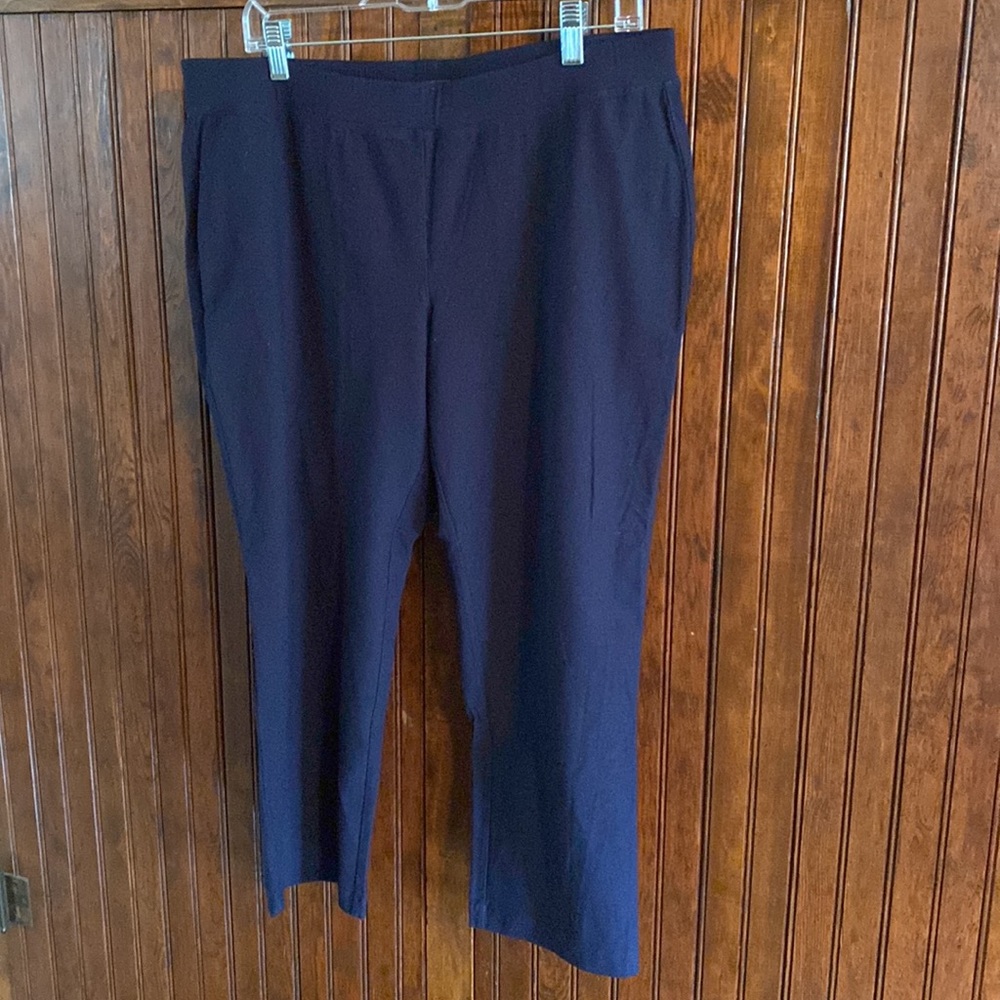 Eileen Fisher crepe ankle pant. Navy large.